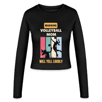 Retro Volleyball Mom - Funny Volleyball Mom - Women's Slim Fit Longsleeve - black - Front - AI Model Female 172 light (172cm)