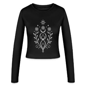 Kleine Mittsommer Göttin – Spirituelles Motiv - Frauen Slim Fit Langarmshirt - Schwarz - Vorne - AI Model Female 172 light (172cm)