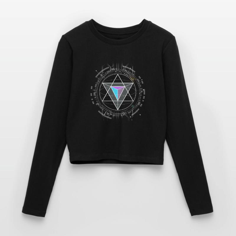 nerd cpu pyramide illuminati jeu wow hacker code Manches longues slim fit Femme