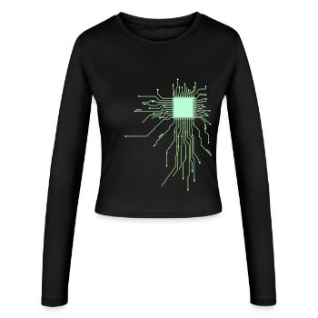 platine Core cpu Computer Nerd pc humor geek code - Frauen Slim Fit Langarmshirt - Schwarz - Vorne - AI Model Female 172 light (172cm)