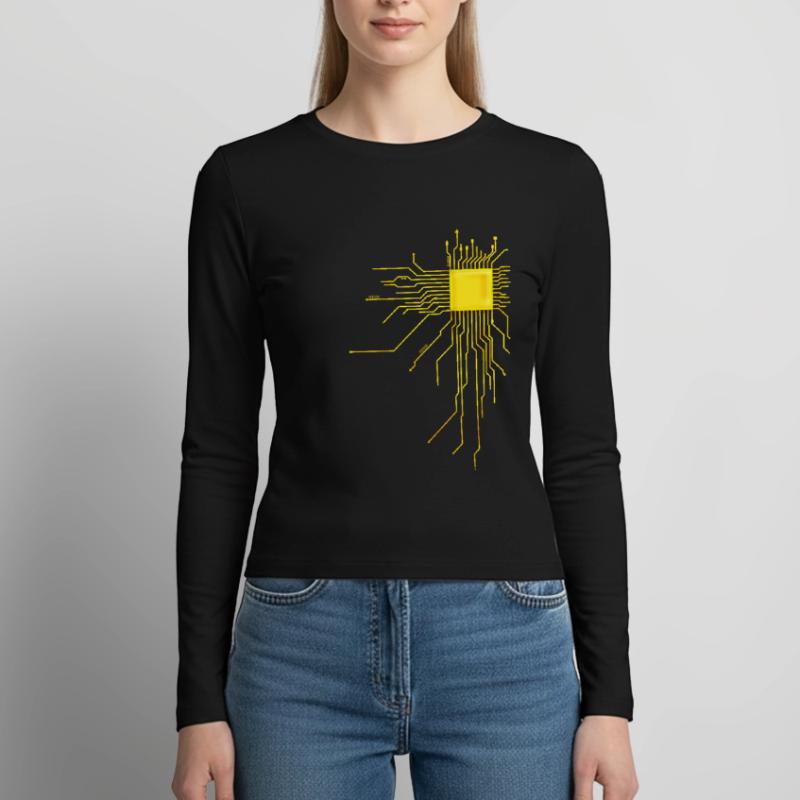 platine Core cpu Computer Nerd Programmierer admin Frauen Slim Fit Langarmshirt