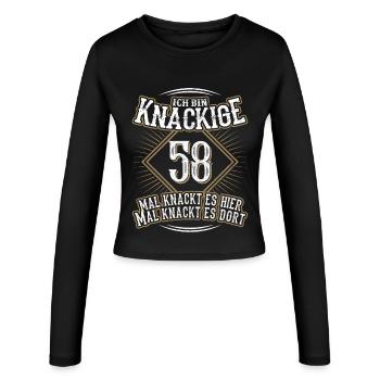 58. Geburtstag Lustig Geschenk - Frauen Slim Fit Langarmshirt - Schwarz - Vorne - AI Model Female 172 light (172cm)