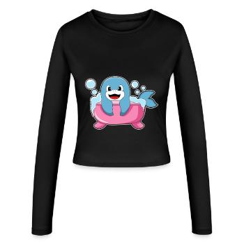 Dolphin Bathing Bathtub - Women's Slim Fit Longsleeve - black - Front - AI Model Female 172 light (172cm)