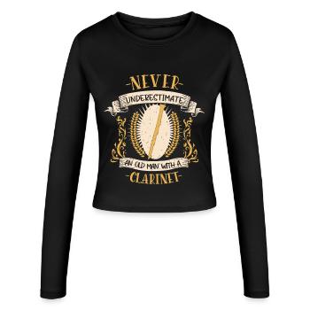 Clarinette Musicien Instrument Cuivres Musique Cadeau - Manches longues slim fit Femme - noir - Devant - AI Model Female 172 light (172cm)