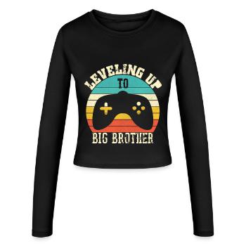Leveling up to Big Brother - Women's Slim Fit Longsleeve - black - Front - AI Model Female 172 light (172cm)