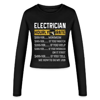 Électricien Cadeaux Électricien Taux horaire - Manches longues slim fit Femme - noir - Devant - AI Model Female 172 light (172cm)