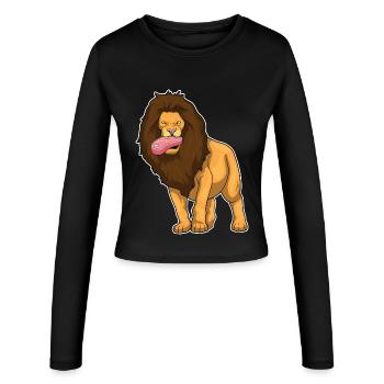 Löwe Fleisch - Frauen Slim Fit Langarmshirt - Schwarz - Vorne - AI Model Female 172 light (172cm)
