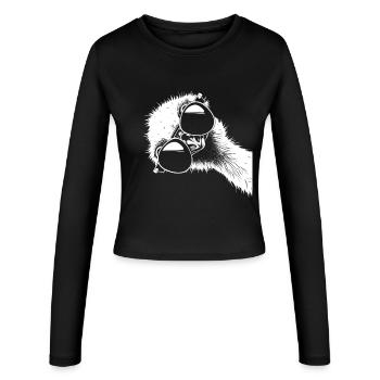 Lustiger Vogelstrauß mit Sonnenbrille Emu Geschenk - Frauen Slim Fit Langarmshirt - Schwarz - Vorne - AI Model Female 172 light (172cm)