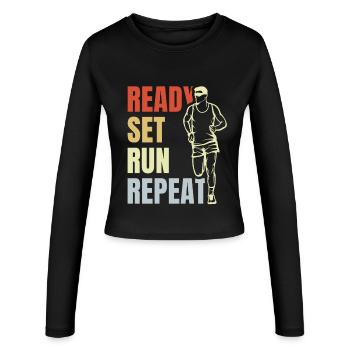 Ready Set Run Repeat - Women's Slim Fit Longsleeve - black - Front - AI Model Female 172 light (172cm)