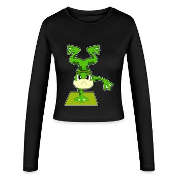Gymnastique d’entraînement sur le poirier de grenouille - Manches longues slim fit Femme - noir - Devant - AI Model Female 172 light (172cm)