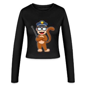 Monkey Policeman Matraque Police - Manches longues slim fit Femme - noir - Devant - AI Model Female 172 light (172cm)
