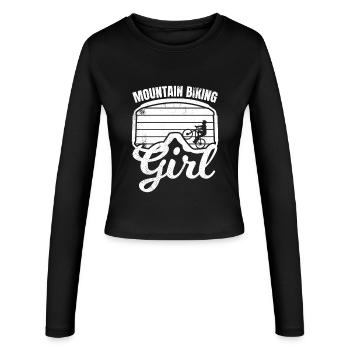 Mountainbike Mädchen - Frauen Slim Fit Langarmshirt - Schwarz - Vorne - AI Model Female 172 light (172cm)