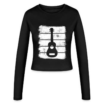 Dessin de ukulélé - Manches longues slim fit Femme - noir - Devant - AI Model Female 172 light (172cm)
