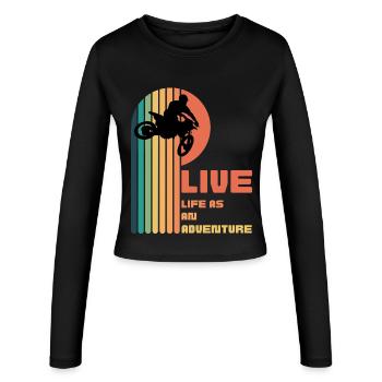 Living Life as an Adventure - Moto Cross - Women's Slim Fit Longsleeve - black - Front - AI Model Female 172 light (172cm)