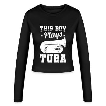 Tuba boy - Women's Slim Fit Longsleeve - black - Front - AI Model Female 172 light (172cm)
