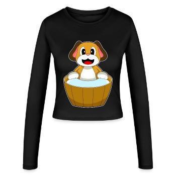 Dog Bathing Bathtub - Women's Slim Fit Longsleeve - black - Front - AI Model Female 172 light (172cm)
