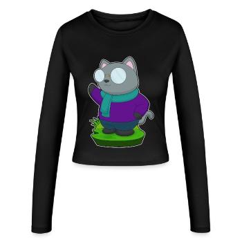 Écharpe d’hiver pour chat - Manches longues slim fit Femme - noir - Devant - AI Model Female 172 light (172cm)
