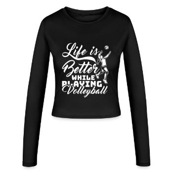 Life is better with volleyball - Women's Slim Fit Longsleeve - black - Front - AI Model Female 172 light (172cm)