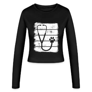 Stethoskop Skizze - Frauen Slim Fit Langarmshirt - Schwarz - Vorne - AI Model Female 172 light (172cm)