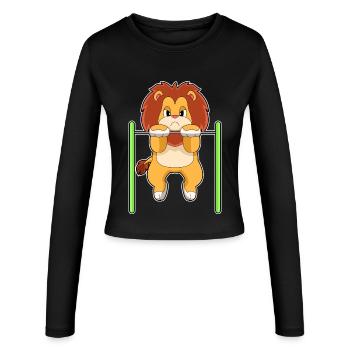 Lion Bodybuilder Pull-ups Bodybuilding - Women's Slim Fit Longsleeve - black - Front - AI Model Female 172 light (172cm)