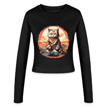 Art japonais des chats - Manches longues slim fit Femme - noir - Devant - AI Model Female 172 light (172cm)