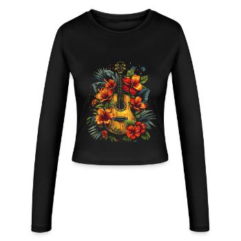 Lustige Ukulele - Frauen Slim Fit Langarmshirt - Schwarz - Vorne - AI Model Female 172 light (172cm)
