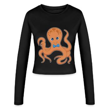 Octopus Bow Tie - Women's Slim Fit Longsleeve - black - Front - AI Model Female 172 light (172cm)