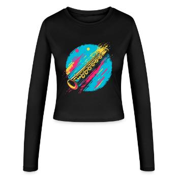 Flûte - Manches longues slim fit Femme - noir - Devant - AI Model Female 172 light (172cm)