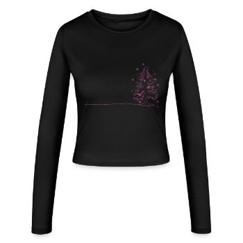 WEIHNACHTEN WEIHNACHTSBAUM FROHE WEIHNACHT FRAUEN - Frauen Slim Fit Langarmshirt - Schwarz - Vorne - AI Model Female 172 light (172cm)