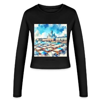 Kauppatori Market Helsinki Scandinavia Finland Sun - Women's Slim Fit Longsleeve - black - Front - AI Model Female 172 light (172cm)