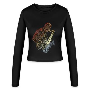 Saxophone Player Vintage - Women's Slim Fit Longsleeve - black - Front - AI Model Female 172 light (172cm)