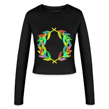 Regenbogen Lorbeerkranz Lorbeer - Frauen Slim Fit Langarmshirt - Schwarz - Vorne - AI Model Female 172 light (172cm)