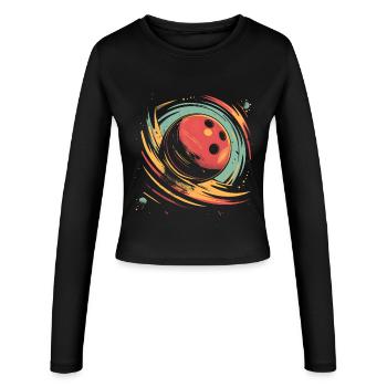 Boule de bowling rétro - Manches longues slim fit Femme - noir - Devant - AI Model Female 172 light (172cm)