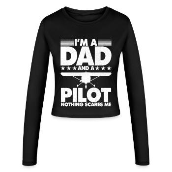 Je suis papa et pilote, rien ne me fait peur - Manches longues slim fit Femme - noir - Devant - AI Model Female 172 light (172cm)