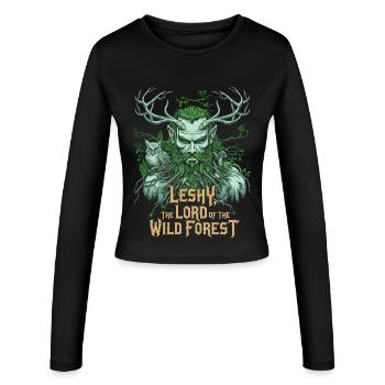 Leshy Herr des wilden Waldes Design - Frauen Slim Fit Langarmshirt - Schwarz - Vorne - AI Model Female 172 light (172cm)