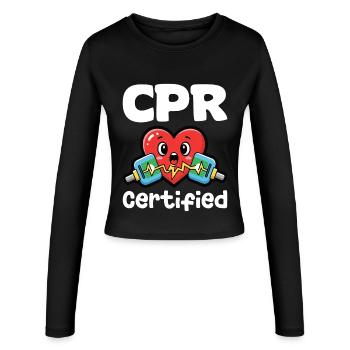 CPR CERTIFIED - NURSE GIFT - Women's Slim Fit Longsleeve - black - Front - AI Model Female 172 light (172cm)