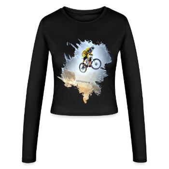 Ride the Drop - Frauen Slim Fit Langarmshirt - Schwarz - Vorne - AI Model Female 172 light (172cm)