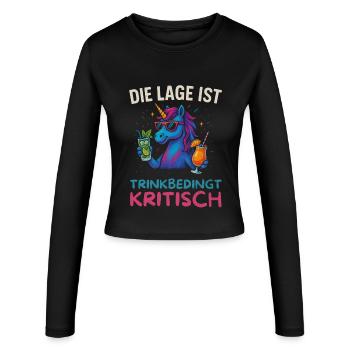 Drôle de buveur Design Licorne - Manches longues slim fit Femme - noir - Devant - AI Model Female 172 light (172cm)