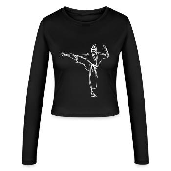Croquis de Karateka - Manches longues slim fit Femme - noir - Devant - AI Model Female 172 light (172cm)