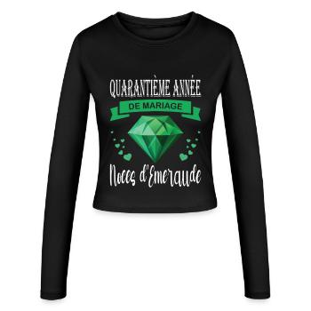 Smaragd Hochzeit 40 Jahre Paar - Frauen Slim Fit Langarmshirt - Schwarz - Vorne - AI Model Female 172 light (172cm)