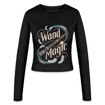 Wall Magic Wand Design - Women's Slim Fit Longsleeve - black - Front - AI Model Female 172 light (172cm)