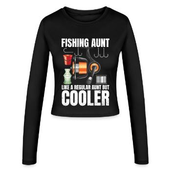 Fishing Aunt Retro Vintage Fisher - Women's Slim Fit Longsleeve - black - Front - AI Model Female 172 light (172cm)