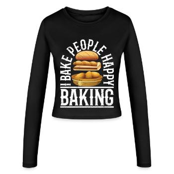I bake people happy baking - Women's Slim Fit Longsleeve - black - Front - AI Model Female 172 light (172cm)