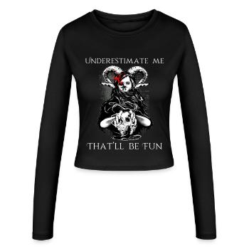 Sous-estime-moi Sorcière Halloween - Manches longues slim fit Femme - noir - Devant - AI Model Female 172 light (172cm)