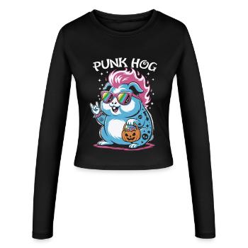 Déguisement de cochon d’Inde hamster punk - Manches longues slim fit Femme - noir - Devant - AI Model Female 172 light (172cm)