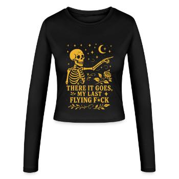 Je m’en fous plus Skeleton with Rose - Manches longues slim fit Femme - noir - Devant - AI Model Female 172 light (172cm)