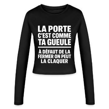 La Porte C’est Comme Ta Gueule Punchline Drôle - Manches longues slim fit Femme - noir - Devant - AI Model Female 172 light (172cm)