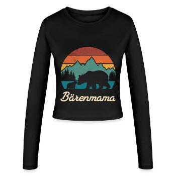 Werdende Mutter BÄRENMAMA Bald Mama Lustiges - Frauen Slim Fit Langarmshirt - Schwarz - Vorne - AI Model Female 172 light (172cm)
