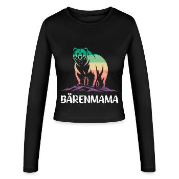 Werdende Mutter BÄRENMAMA Bald Mama Lustiges - Frauen Slim Fit Langarmshirt - Schwarz - Vorne - AI Model Female 172 light (172cm)