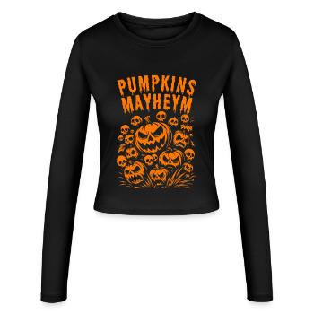 Kürbisse Chaos Halloween Silhouette - Frauen Slim Fit Langarmshirt - Schwarz - Vorne - AI Model Female 172 light (172cm)